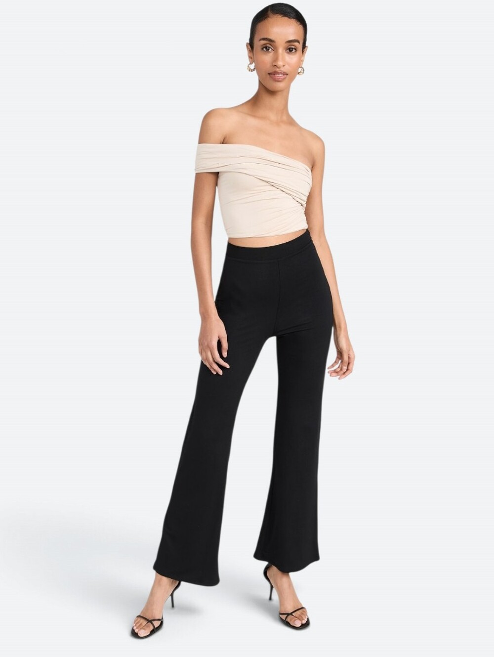 RE ONA Signature Wide Flare Leg Black Soft Stretch Jersey Modal Pull On Pants S